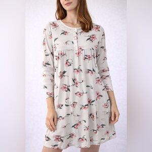 Floral Lace Trim Long Sleeve Nightgown | Soft Lounge Dress | Cottagecore